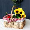 Wicker Picnic Basket with Handle and Washable Liner for Camping Vegetable Picking Mother's Day Thanksgiving Outings