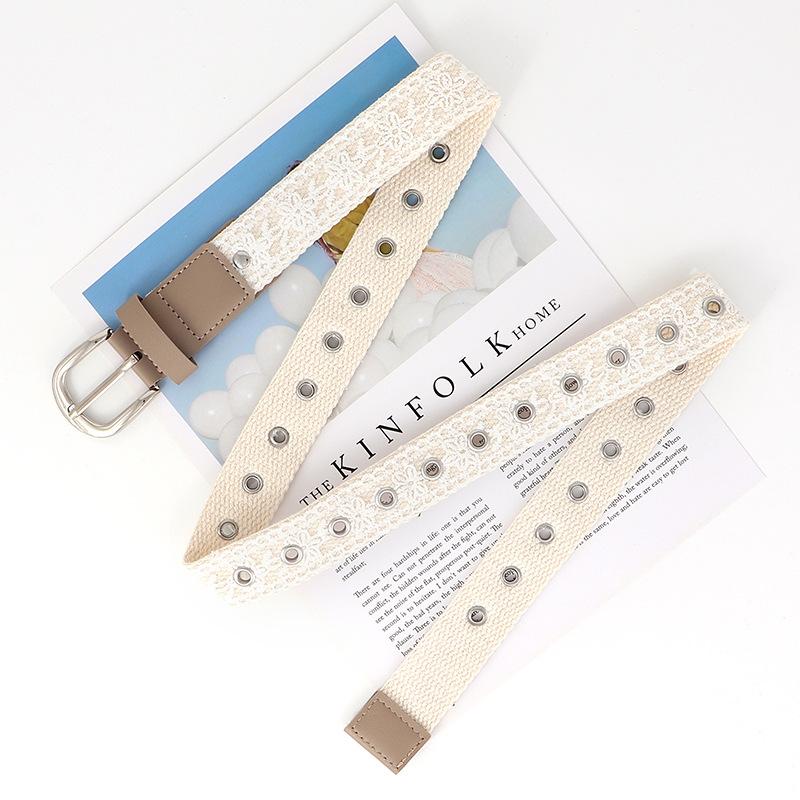 Korean Niche Retro Decorative Belt Metal Pin Buckle Lace Waist Belt For Jeans