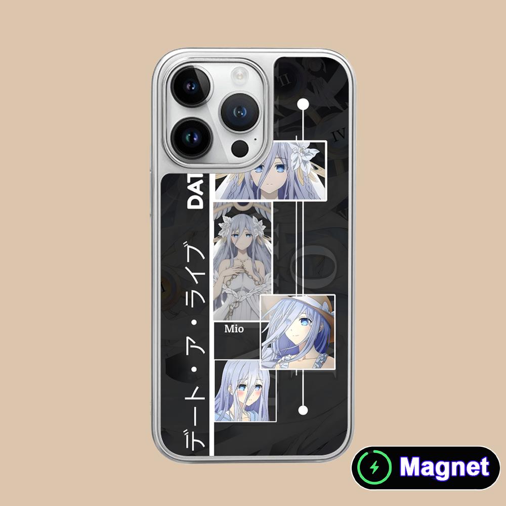 Date a Live Mio Takamiya Silver Plating Magsafe Mobile Phone Case for iPhone 17 16 15 14 13 12 11 Air Pro Max Plus Colorful