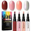 Set de 4 Stilouri pentru Unghii Colorate pe Bază de Apă Uscare Rapidă Rezistente Culoare Solidă Strălucire Scântei Stilouri pentru Artă pe Unghii