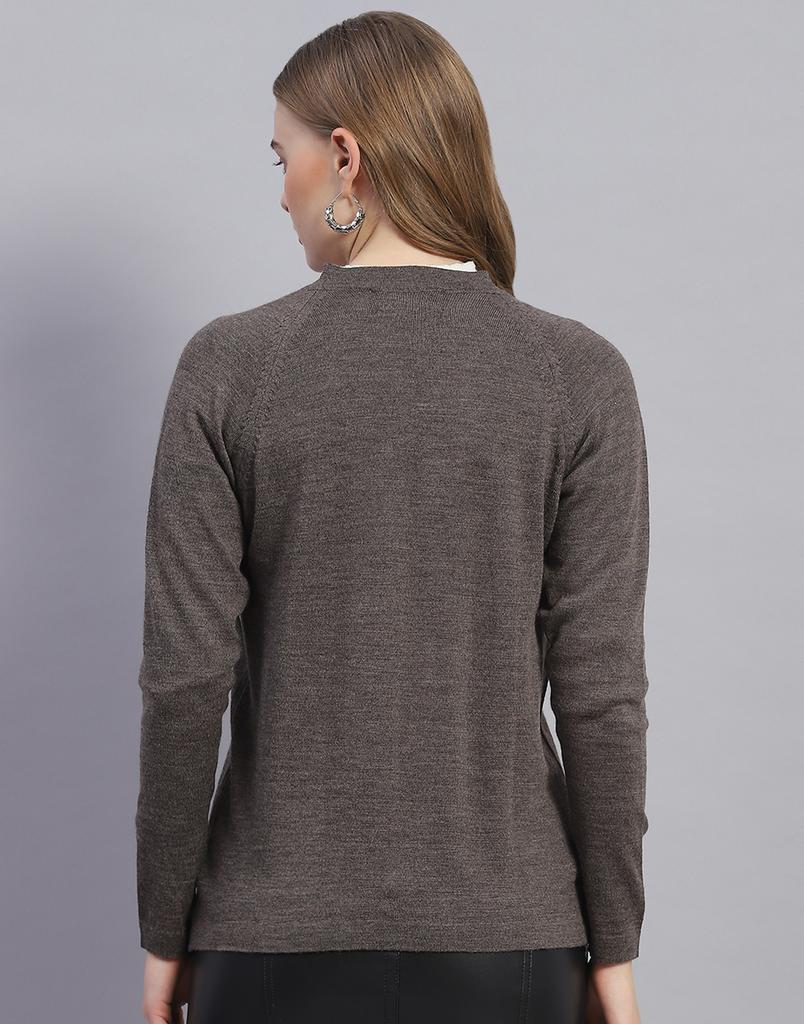 MONTE CARLO Mouse Grey Mix Solid V Neck Cardigan