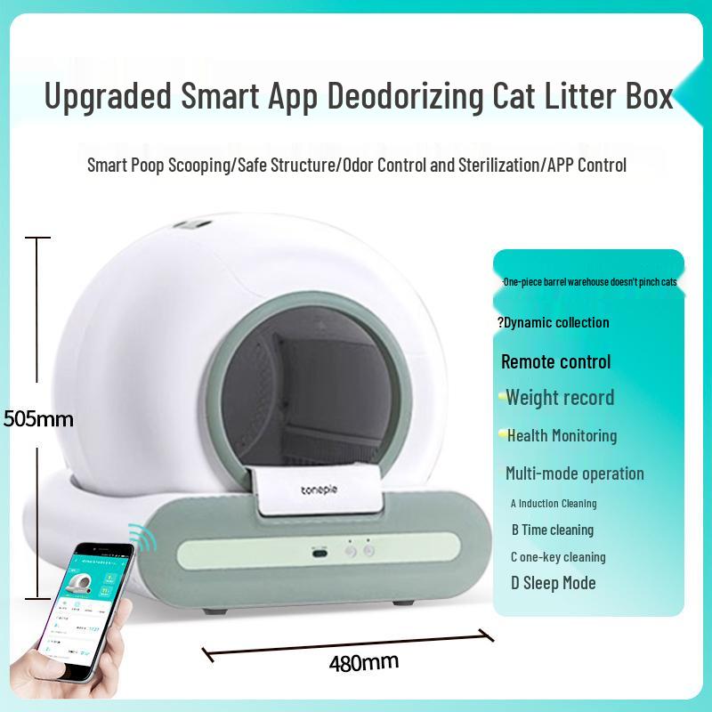 Smart Automated Cat Litter Box: Fully Enclosed, Electric, Deodorizing, Anti-Splash, Self-Cleaning.
