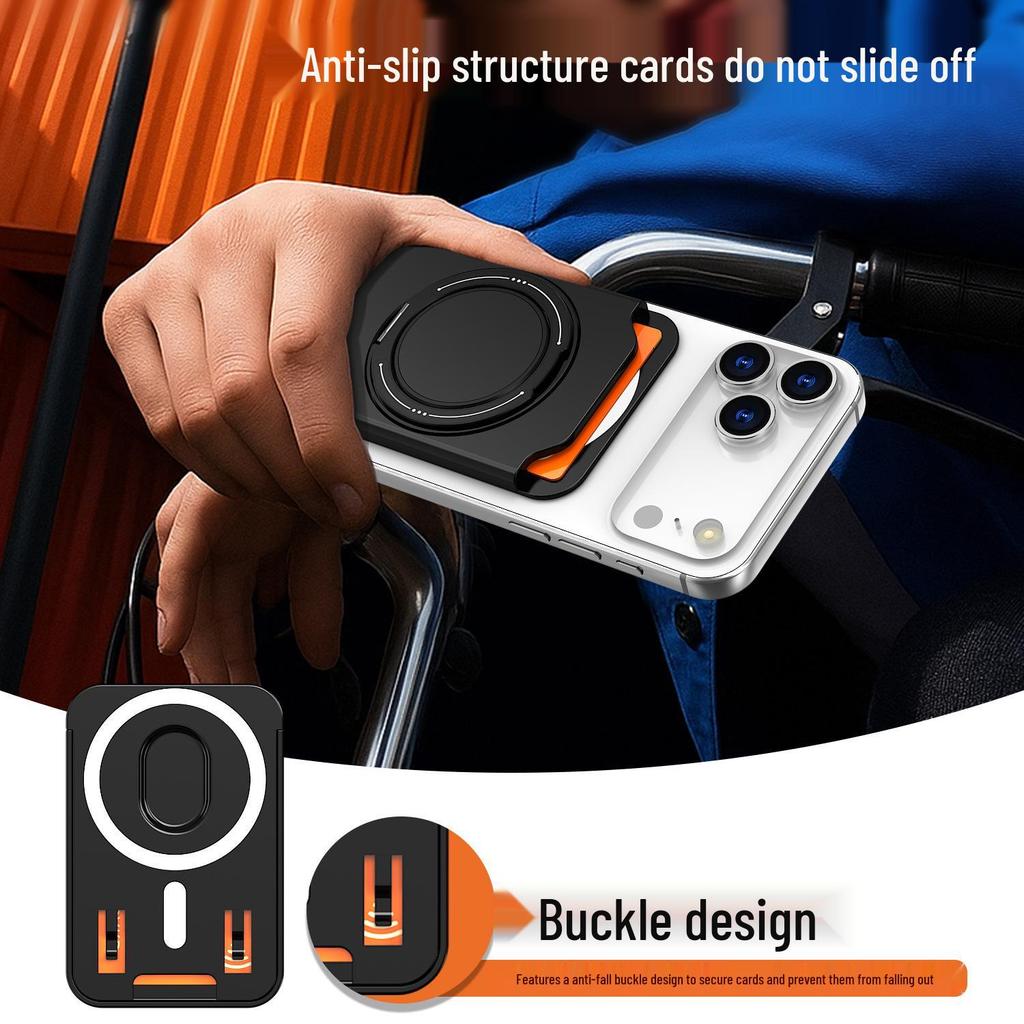 MagSafe Card Holder with 360° Rotating Bracket for iPhone