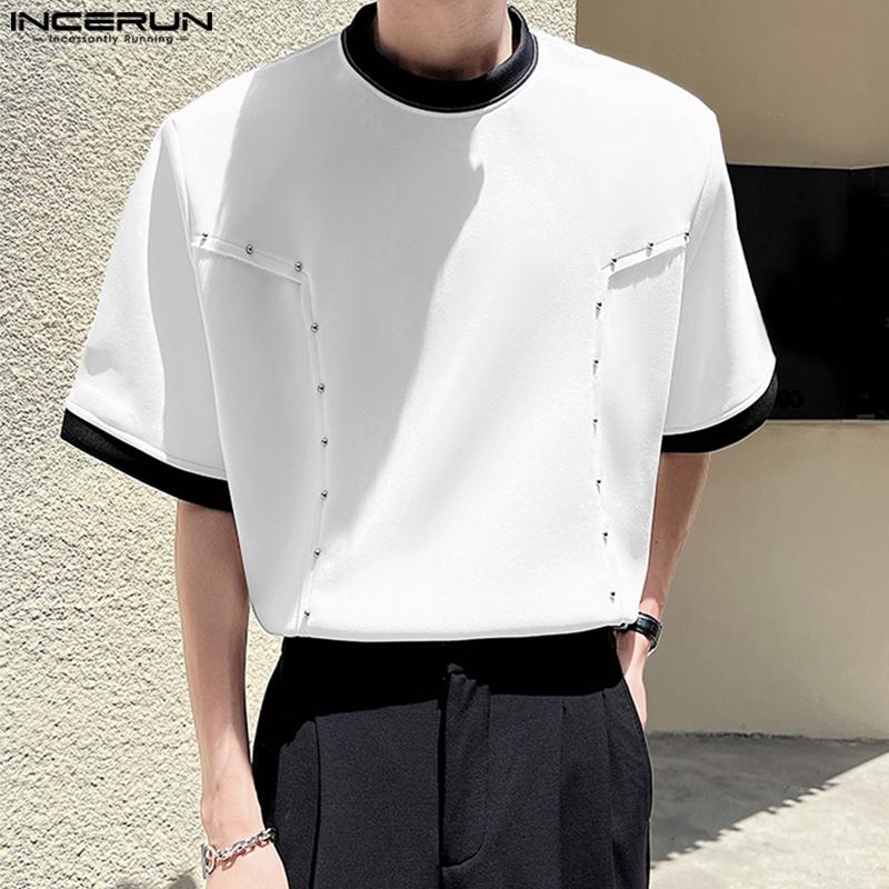 

INCERUN Hit Color Мужские летние повседневные топы с короткими рукавами