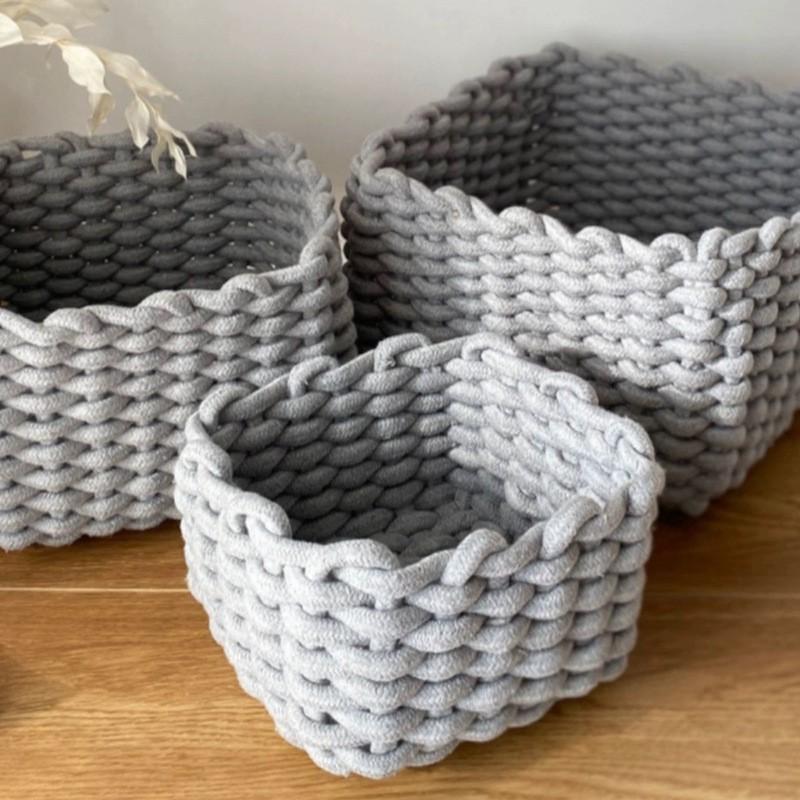 Cotton Rope Storage Basket Handmade Minimalist Organizer Desk Cosmetics Remotes Stationery Small Items