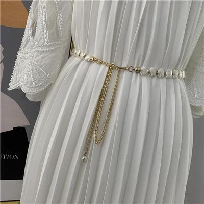 New Women's Belt, Shell Pearl Waist Chain, Decorative Women's Thin Metal Belt, Hundred Matching Dresses Women Belt