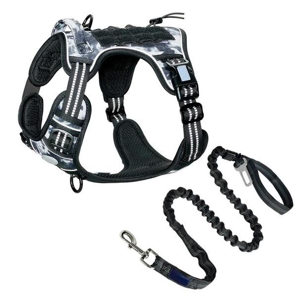 

Шлейка для собак с веревкой, шлейка для собак в стиле милитари для крупных собак с ручкой и моллом, шлейка для легкого управления, жилет для собак, тренировочная прогулка L