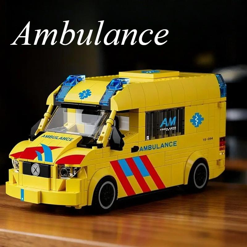 (648 PCS)Rescue Ambulance Model Building Blocks Set Collectible Office Living Room DIY Ornament Home Decor Birthday Holiday Gift