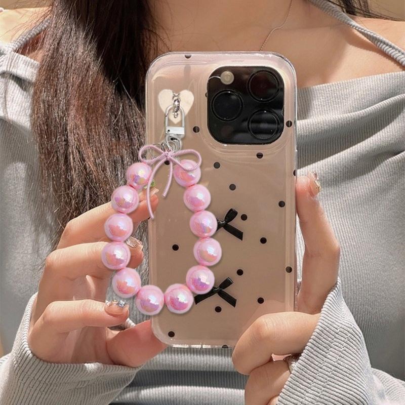 Handmade UV Beaded Keychain with Bowknot Phone Charm Keyring Bag Pendant Perfect for Phones and Handbag Purses Wallet