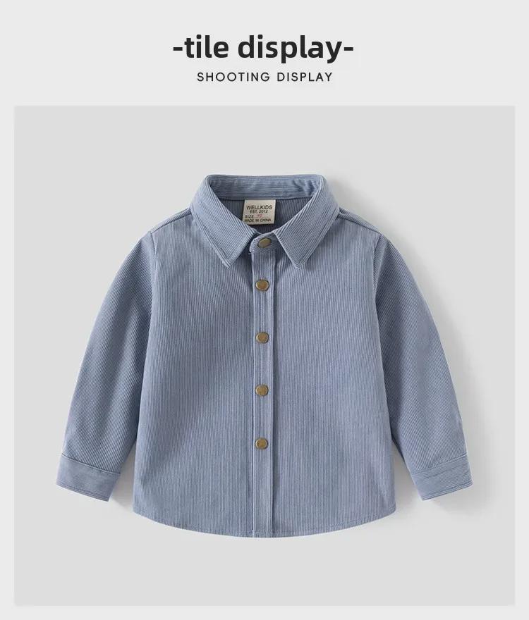 2024 Spring/Autumn Baby Corduroy Shirt - Stylish Korean Solid Color Jacket for Kids