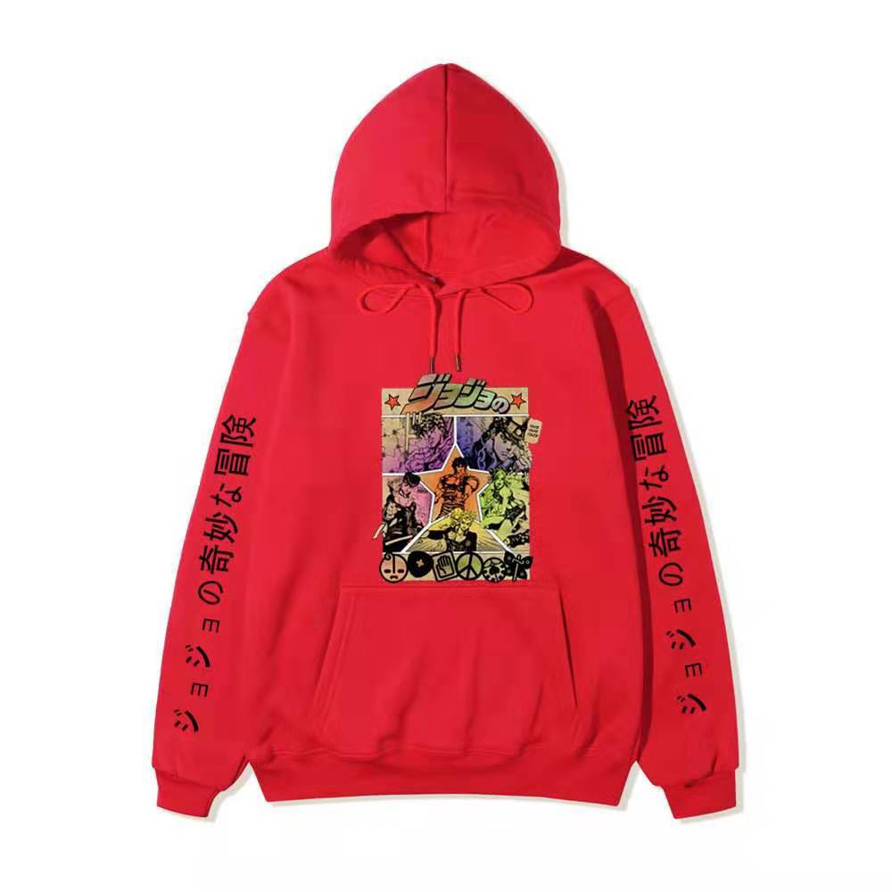 JoJo Bizarre Adventure Hoodie Unisex Fleece Sweatshirt Color Manga Print Autumn Winter Pullover