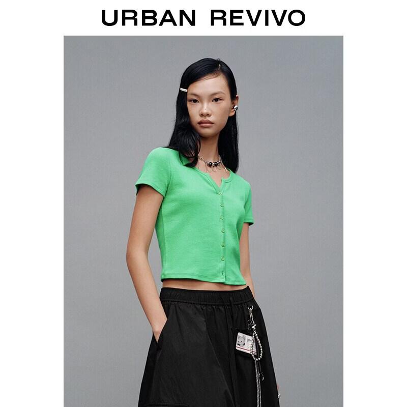 UR2026 Women's Casual Textured Slim T-shirt
