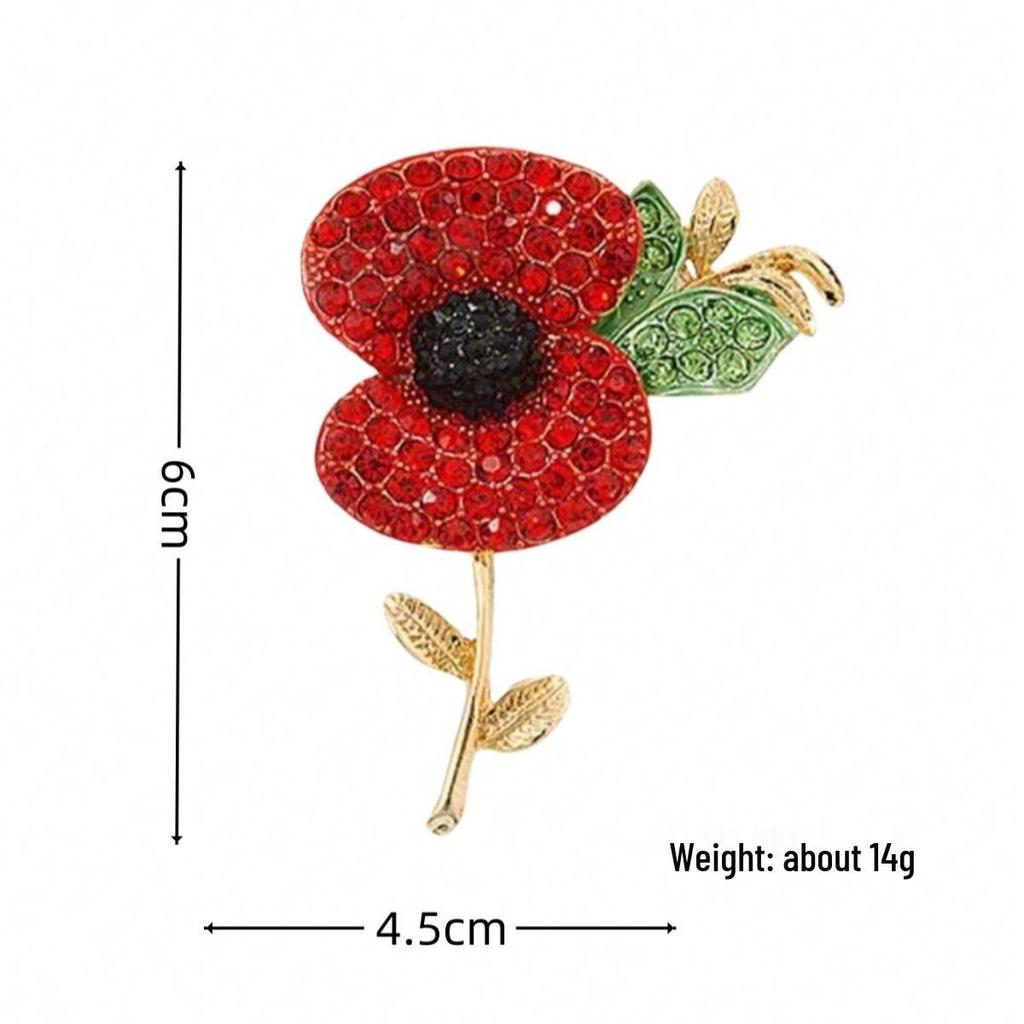 UK WWII Memorial Day Red Poppy Brooch Pin Badge