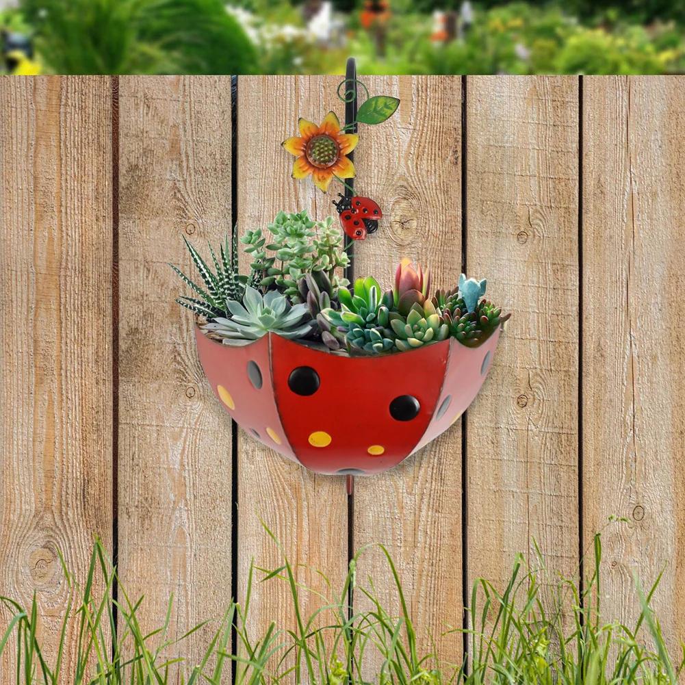 Garden Decorative Umbrella Flower Pots Wall Mounted Plants Garden Pots Vases Hanging Planter with Leakage Hole for Outdoor Patio