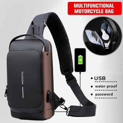 Erkek Hırsızlığa Karşı Göğüs Çantası Omuz Çantası USB Şarjlı Postacı Çantası Kampüs Sırt Çantası