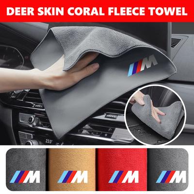 Coral Car Wash Cloth Microfiber Towel Car Cleaning Drying Cloth For M Performance Alpina M3 M5 M6 X1 X3 X4 X5 G20