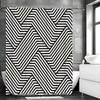 Black and White Stripe Interspersed Modern Shower Curtain, Bathroom Decorative Shower Curtain, Waterproof Shower Curtain with Ho