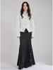 2025 Gothic Victorian Jacquard Fishtail Skirt with Lace-Up Detail