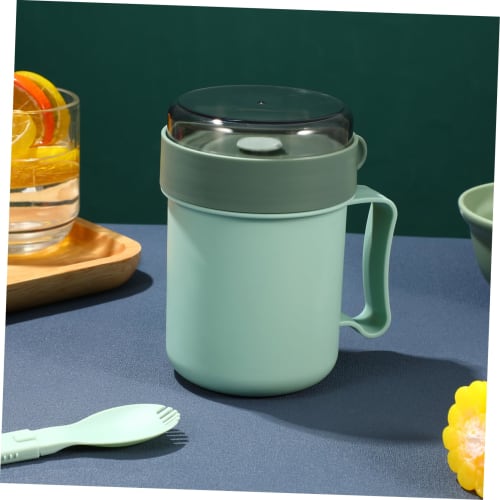 Angoily Microwave Soup Mug with Lid and Scoop, Soup Cup, Food Jar Container, Cereal Cup with Cover, Microwave Safe Mug for Soup, Hot Cereal, and Noodl