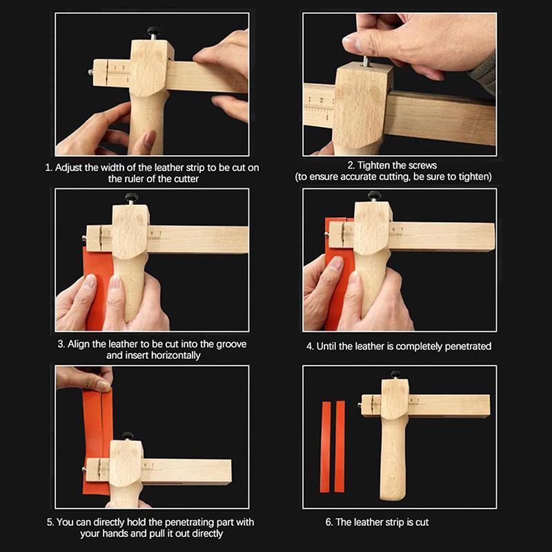 Wooden Adjusting Leather Strap Belt Cutter Leather Strap Cutter With 5 Blades Diy Hand Leather Belt Cutting Craft Tools