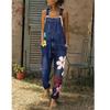 Pantalones con pechera, monos con estampado de flores, pantalones vaqueros azules, mameluco para mujer, pantalones con pechera de mezclilla, monos largos sexis