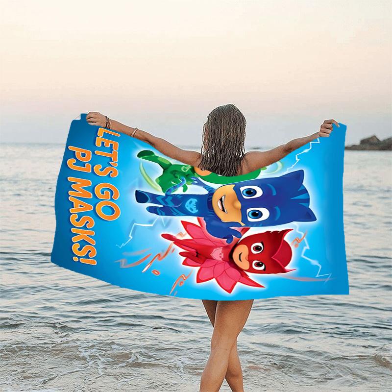 1pc PJ Marks1 Beach Towel, Beach and Seaside Swimming Pool Equipment, Fashion Pattern, Rectangular, Travel Essentials