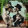 Vintage Skeleton Love Round Metal Sign 8x8 Inch Aluminum Wall Art Home Bar Decor Gift