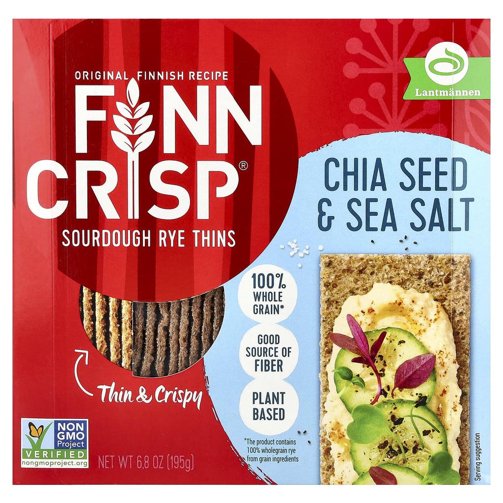 Finn Crisp, Sourdough Rye Thins, Chia Seeds & Sea Salt, 195g (6.8oz)