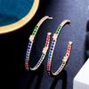 Mode Dames Lus Halve Ronde Cirkel Micro Pave Kubieke Zirconia Kristal Dunne Grote Hoepel Oorbellen 18k Verguld Sieraden Cadeaus