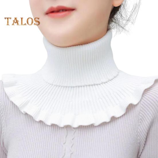 Eșarfă falsă pentru femei, guler înalt, textura cu nervuri, cu volan, guler de tricotat, de culoare solidă, toamnă, iarnă, îngroșat, cald, guler fals