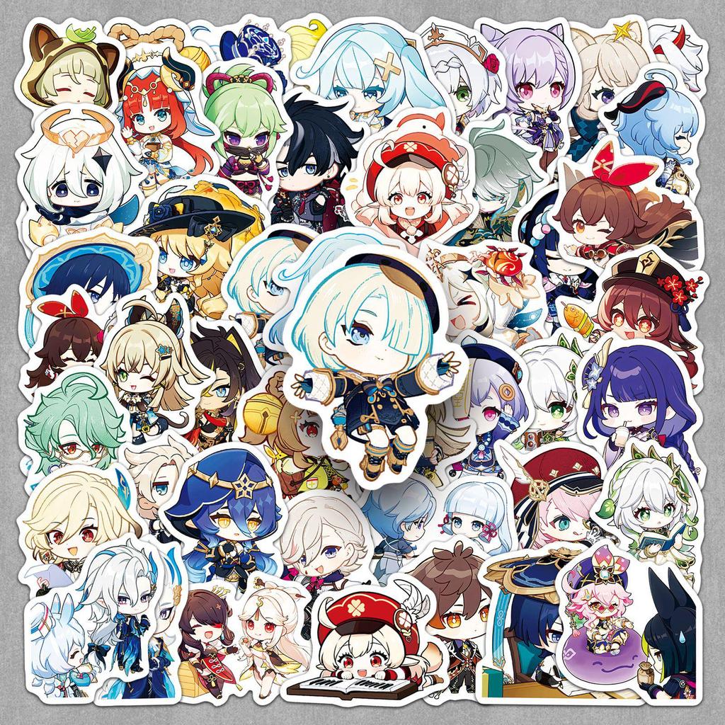 50-Piece Genshin Impact Creative Decorative Fun Stickers for Power Banks, Stationery, and Cameras