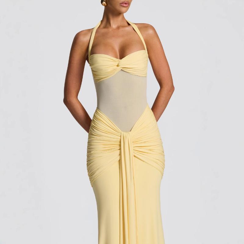 Europäischer und amerikanischer Stil Netz Meerjungfrau Weste Slim Fit Hüftbetontes Kleid
