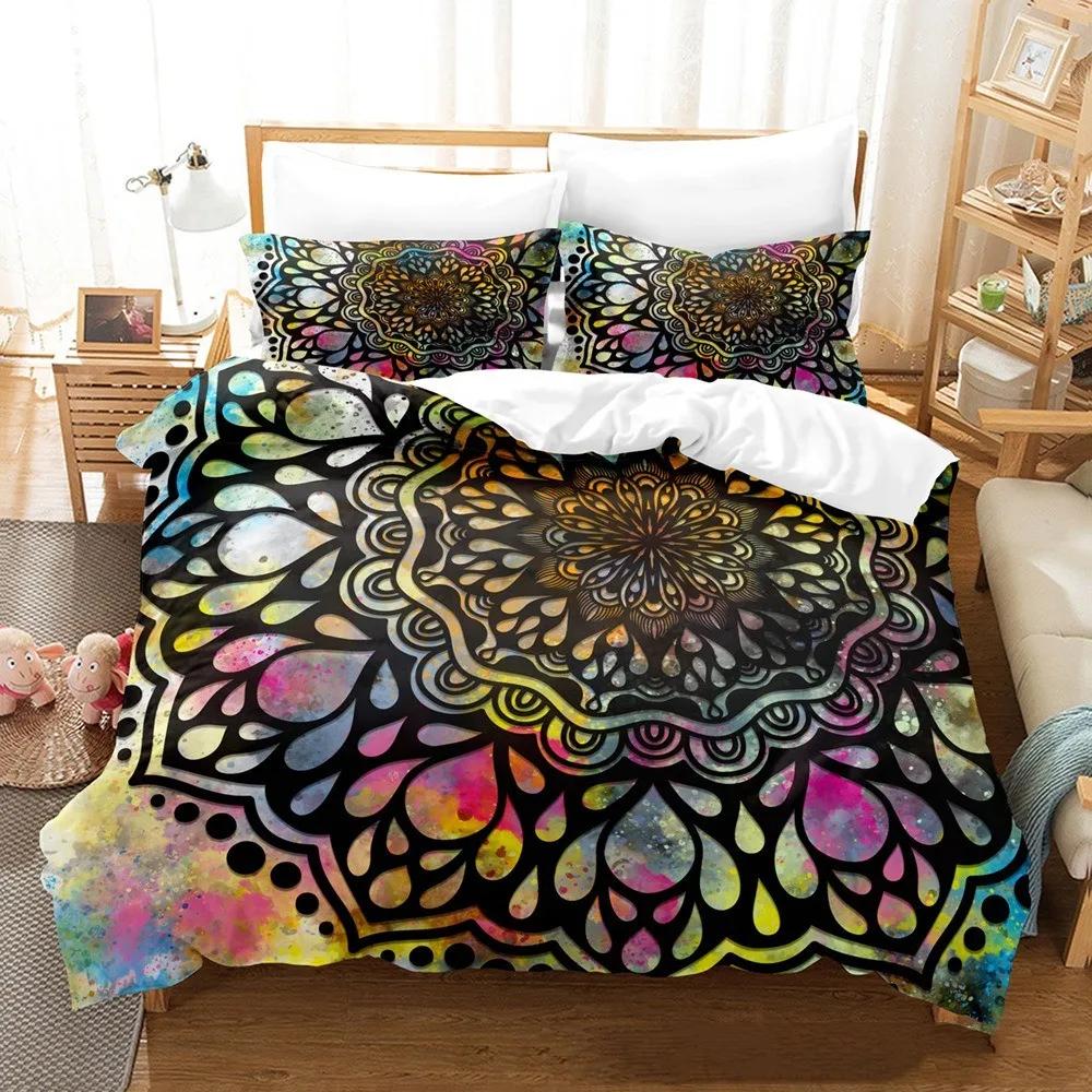 Dreamcatcher Bed Cover Set Luxury For King Size Print Bohemian Style Purple Pink Butterfly Feather Comforter Bedding Set Mandala