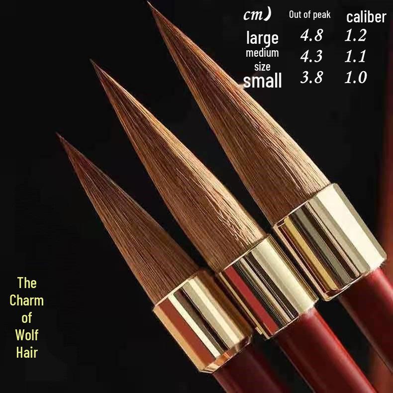 Grey Tail Divine Charm: Professional Brush Set - Mixed Wolf, Sheep & Pure Wolf Hair for Regular Script Practice