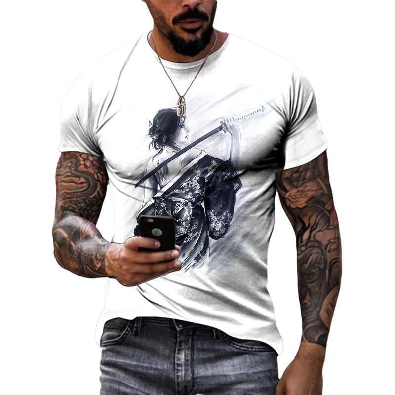 Estate Retro Cool Warrior magliette grafiche per uomo Moda Casual Personalità Tough Guy 3D stampato O-Collo Manica corta Tees Tops