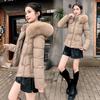 Down cotton-padded clothes women's medium and long cotton-padded clothes slim-fitting large fur collar cotton-padded jackets thickened cotton-padded