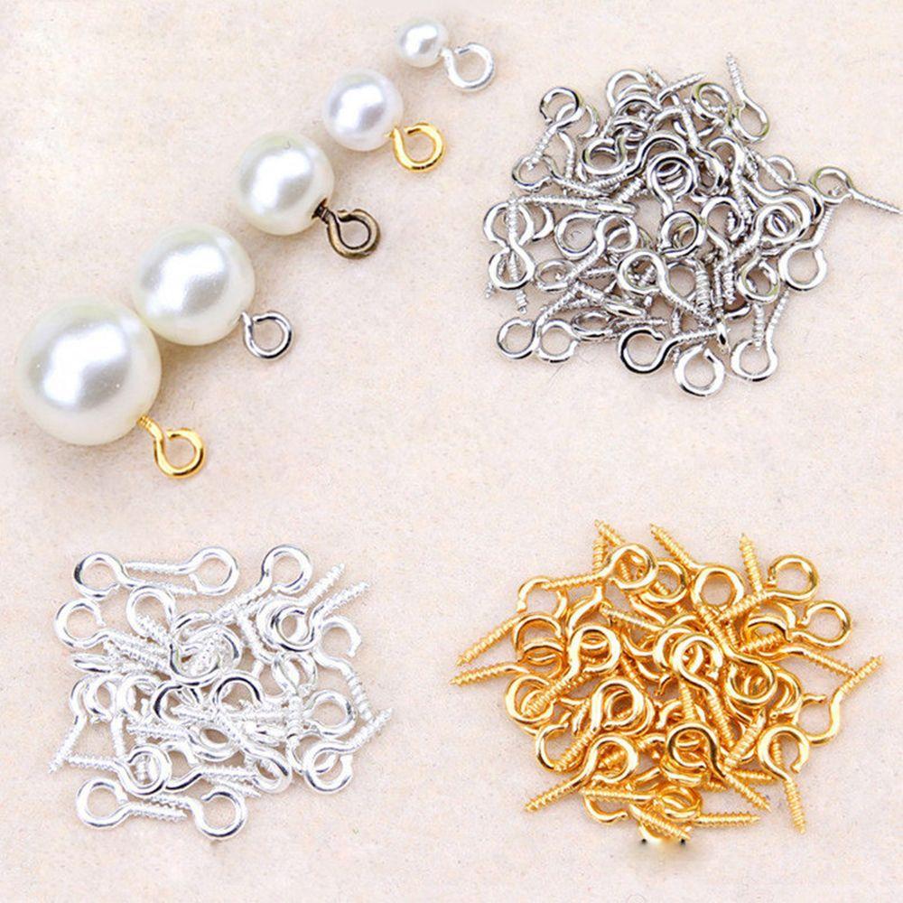 100pcs/pack 4x8 / 5X10mm Beaded Pendant Handmade Threaded Peg DIY Screw Nail Sheep Eyes Nail