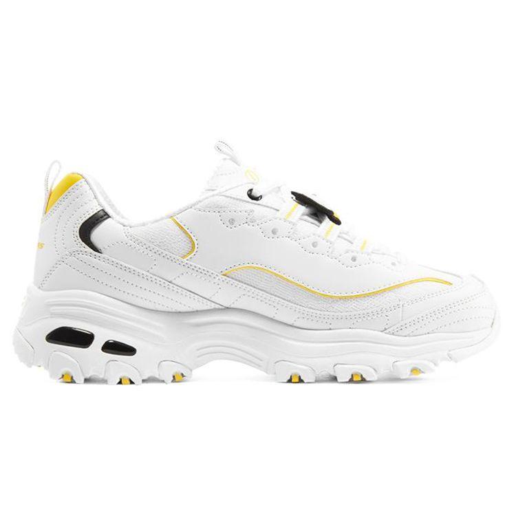 Skechers DLites 1.0 Szövet Bőr Fűzős Alacsony Szárú Apukás Sneakerek Női sneakerek Fehér Sárga 896140-WYL
