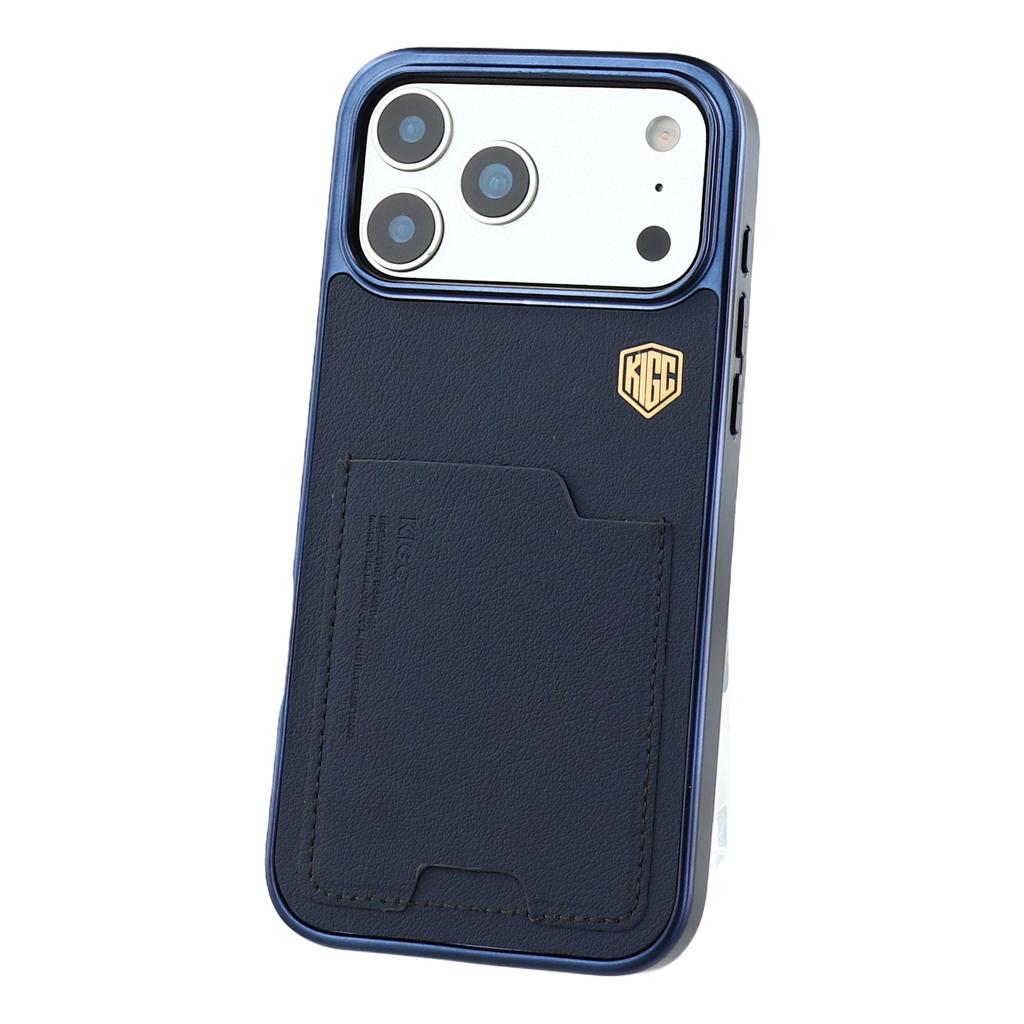KIGC For iPhone 17 Pro Max Case Leather + PC + TPU Electroplating Phone Cover with Card Holder