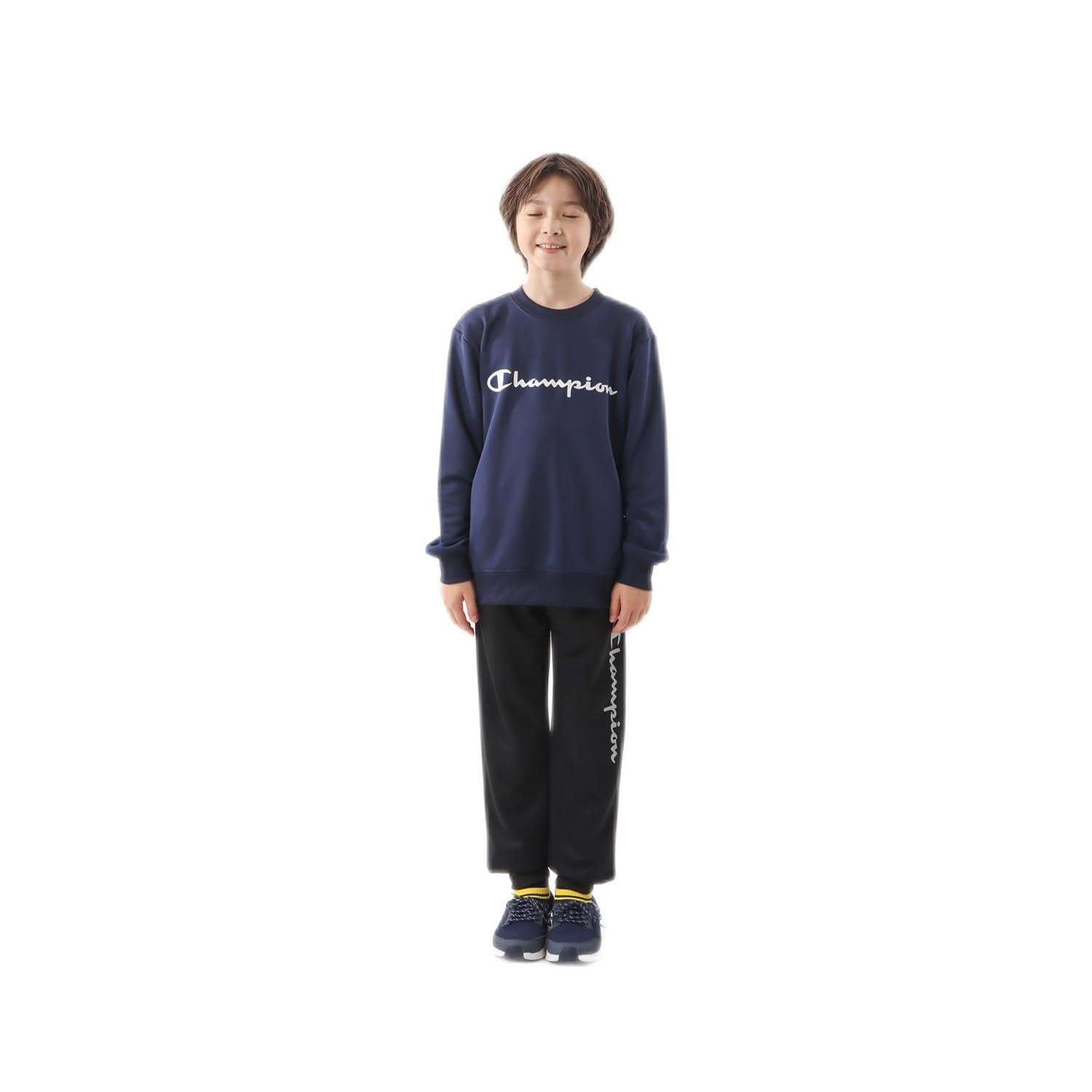 

Champion Long Sleeve Crew Neck Sweatshirt with Script Basic Sport Size 150 Kids Quick-Drying Logo, CK-YS017, Navy,