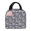 Gothic Violet Flower Skull Insulated Lunch Bag for Women Office Cooler Thermal Food Box Tote Portable Lunch Boxes Container