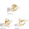 Style Artificial Pearl Ring For Women With Geometric Design And Pvd Coating Jewelry