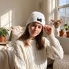 Embroidery Embroidered Cat Knitted Hat Warm Knit Cap Cute Winter Caps  Winter