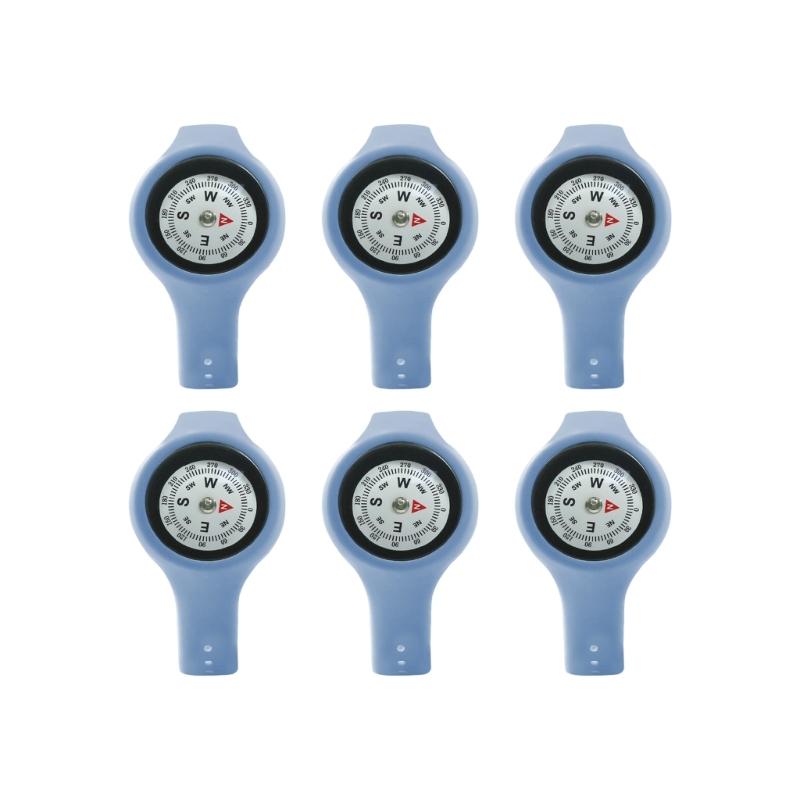 6Pcs Light Weight Compasses Watches Outdoor Navigation Tool Adjustable Strap Wearable Compasses For Backpacking Climbing