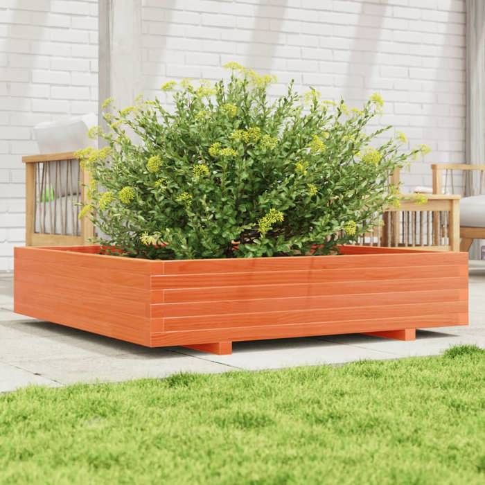 VidaXL Planter Wax Brown 110x110x26.5 Cm Solid Pine Wood, Outdoor Planter, Flower Box, Plant Box, 847325