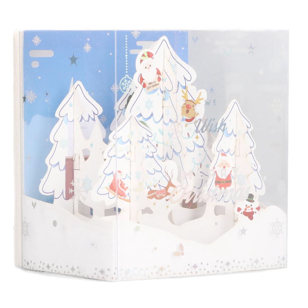 3D Popup Musical Christmas Cards Handcraft Openwork Engraving Snowscape 3D Christmas Cards with Pape