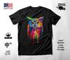 Owl Portrait Neon Graphic T-Shirt Black Unisex S-2XL