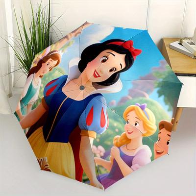 Princess Snow White Automatic Opening and Closing Umbrella, Compact Travel Umbrella, Lightweight and Portable, Suitable for Beach Commuting