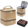 Double-Layer Corduroy 30-Grid Nail Polish Bag, Large Capacity, Fashionable Multi-functional Makeup & Nail Art Handbag, Portable Storage