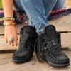 Foreign Trade Large Size Fringed Western Denim Style Medium Tube High-top Women's Boots Autumn and Winter New Flat Bottom Round Head Women's Shoes